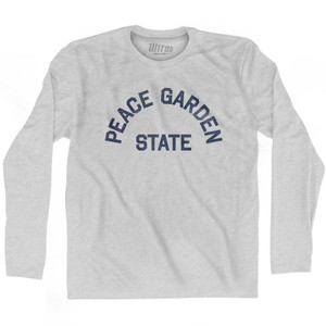 North Dakota Peace Garden State Nickname Adult Cotton Long Sleeve T-Shirt - Grey Heather