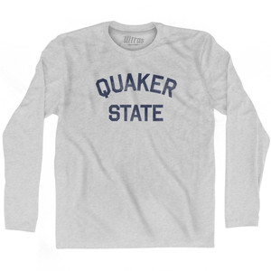 Pennsylvania Quaker State Nickname Adult Cotton Long Sleeve T-Shirt - Grey Heather Pennsylvania Quaker State Nickname Adult Cotton Long Sleeve T-Shirt - Grey Heather