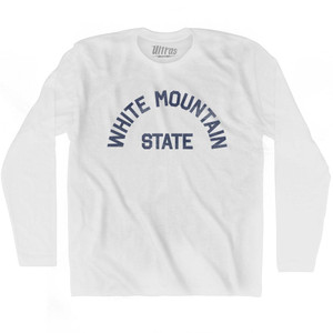 New Hampshire White Mountain State Nickname Adult Cotton Long Sleeve T-shirt - White