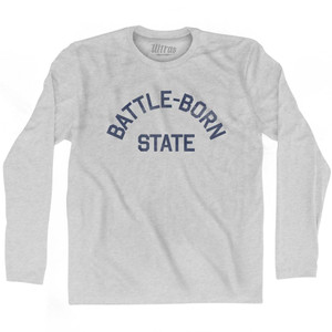 Nevada Battle-Born State Nickname Adult Cotton Long Sleeve T-Shirt - Grey Heather