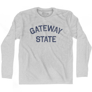 Missouri Gateway State Nickname Adult Cotton Long Sleeve T-Shirt - Grey Heather