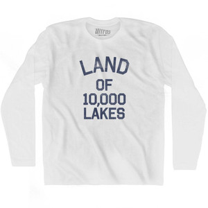 Minnesota Land of 10,000 Lakes Nickname Adult Cotton Long Sleeve T-shirt - White