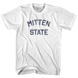 Michigan Mitten State Nickname Womens Cotton Junior Cut T-Shirt - White Michigan Mitten State Nickname Womens Cotton Junior Cut T-Shirt - White