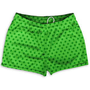 Ireland Irish Shamrock Clovers Shorty Shorts Gym Shorts 2.5" Inseam Made in USA - Green Ireland Irish Shamrock Clovers Shorty Shorts Gym Shorts 2.5" Inseam Made in USA - Green