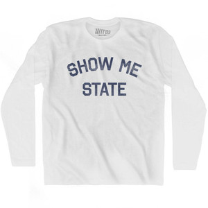 Missouri Show Me State Nickname Adult Cotton Long Sleeve T-shirt - White