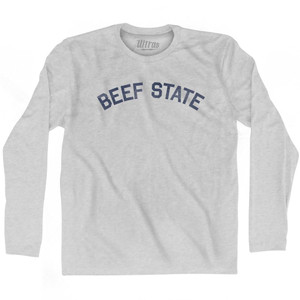 Nebraska Beef State Nickname Adult Cotton Long Sleeve T-Shirt - Grey Heather Nebraska Beef State Nickname Adult Cotton Long Sleeve T-Shirt - Grey Heather