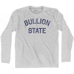 Missouri Bullion State Nickname Adult Cotton Long Sleeve T-Shirt - Grey Heather