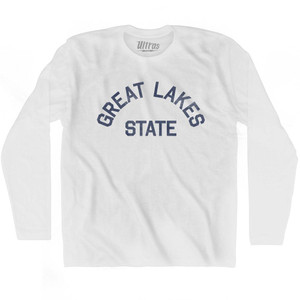 Michigan Great Lakes State Nickname Adult Cotton Long Sleeve T-shirt - White Michigan Great Lakes State Nickname Adult Cotton Long Sleeve T-shirt - White