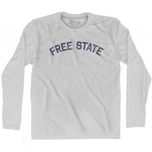 Maryland Free State Nickname Adult Cotton Long Sleeve T-Shirt - Grey Heather