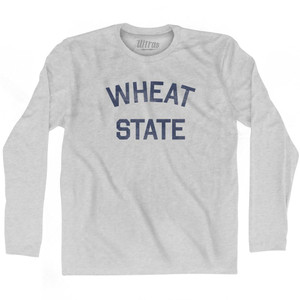 Kansas Wheat State Nickname Adult Cotton Long Sleeve T-Shirt - Grey Heather Kansas Wheat State Nickname Adult Cotton Long Sleeve T-Shirt - Grey Heather