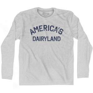 Wisconsin America's Dairyland Nickname Adult Cotton Long Sleeve T-Shirt - Grey Heather Wisconsin America's Dairyland Nickname Adult Cotton Long Sleeve T-Shirt - Grey Heather