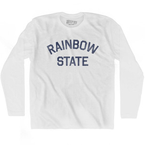 Hawaii Rainbow State Nickname Adult Cotton Long Sleeve T-shirt - White Hawaii Rainbow State Nickname Adult Cotton Long Sleeve T-shirt - White