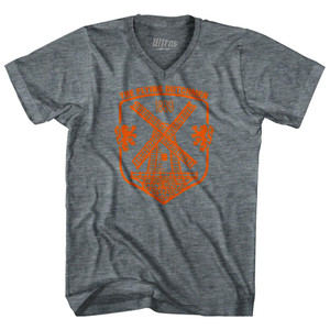 Netherlands The Flying Dutchmen 1889 Windmill Adult Tri-Blend V-neck Womens Soccer T-shirt - Athletic Grey Netherlands The Flying Dutchmen 1889 Windmill Adult Tri-Blend V-neck Womens Soccer T-shirt - Athletic Grey
