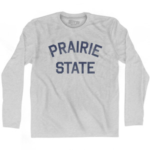 Illinois Prairie State Nickname Adult Cotton Long Sleeve T-Shirt - Grey Heather