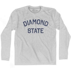 Delaware Diamond State Nickname Adult Cotton Long Sleeve T-Shirt - Grey Heather