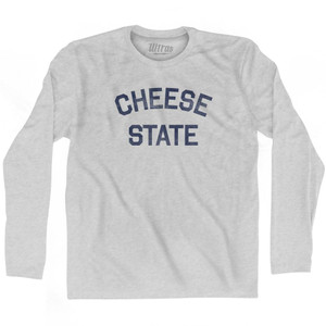 Wisconsin Cheese State Nickname Adult Cotton Long Sleeve T-Shirt - Grey Heather Wisconsin Cheese State Nickname Adult Cotton Long Sleeve T-Shirt - Grey Heather