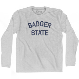 Wisconsin Badger State Nickname Adult Cotton Long Sleeve T-Shirt - Grey Heather Wisconsin Badger State Nickname Adult Cotton Long Sleeve T-Shirt - Grey Heather