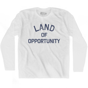 Arkansas Land of Opportunity Nickname Adult Cotton Long Sleeve T-shirt - White Arkansas Land of Opportunity Nickname Adult Cotton Long Sleeve T-shirt - White