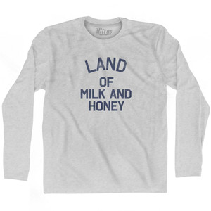 California Land of Milk and Honey Nickname Adult Cotton Long Sleeve T-Shirt - Grey Heather California Land of Milk and Honey Nickname Adult Cotton Long Sleeve T-Shirt - Grey Heather