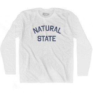 Arkansas Natural State Nickname Adult Cotton Long Sleeve T-shirt - White Arkansas Natural State Nickname Adult Cotton Long Sleeve T-shirt - White