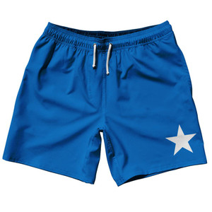 Somalia Country Flag 7.5" Swim Shorts Made in USA - Blue White Somalia Country Flag 7.5" Swim Shorts Made in USA - Blue White
