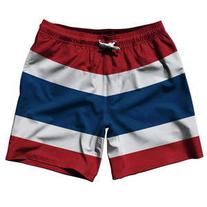Thailand Country Flag 7.5" Swim Shorts Made in USA - Red White Thailand Country Flag 7.5" Swim Shorts Made in USA - Red White