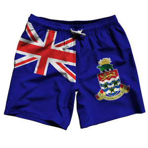 Cayman Islands Country Flag 7.5" Swim Shorts Made in USA - Red Blue White Cayman Islands Country Flag 7.5" Swim Shorts Made in USA - Red Blue White