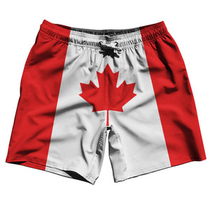 Canada Country Flag 7.5" Swim Shorts Made in USA - Red White Canada Country Flag 7.5" Swim Shorts Made in USA - Red White