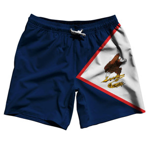 American Samoa Country Flag 7.5" Swim Shorts Made in USA - Red Blue American Samoa Country Flag 7.5" Swim Shorts Made in USA - Red Blue