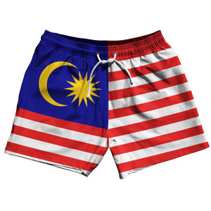 Malaysia Country Flag 5" Swim Shorts Made in USA - Blue Yellow Malaysia Country Flag 5" Swim Shorts Made in USA - Blue Yellow