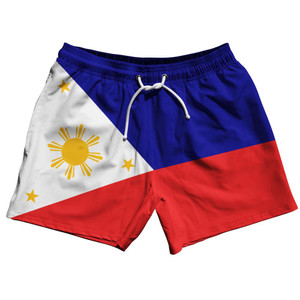 Philippines Country Flag 5" Swim Shorts Made in USA - Blue Red White Philippines Country Flag 5" Swim Shorts Made in USA - Blue Red White