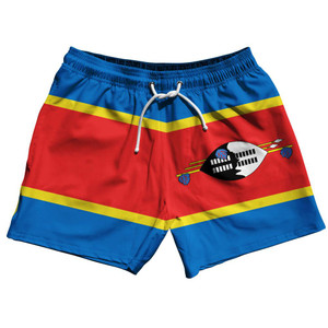 Swaziland Country Flag 5" Swim Shorts Made in USA - Blue Yellow Swaziland Country Flag 5" Swim Shorts Made in USA - Blue Yellow