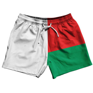 Madagascar Country Flag 5" Swim Shorts Made in USA - Red Green Madagascar Country Flag 5" Swim Shorts Made in USA - Red Green