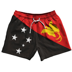 Papua New Guinea Country Flag 5" Swim Shorts Made in USA - Black Red Papua New Guinea Country Flag 5" Swim Shorts Made in USA - Black Red