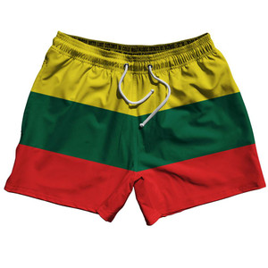 Lithuania Country Flag 5" Swim Shorts Made in USA - Green Red Yellow Lithuania Country Flag 5" Swim Shorts Made in USA - Green Red Yellow