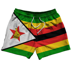 Zimbabwe Country Flag 5" Swim Shorts Made in USA - Green Zimbabwe Country Flag 5" Swim Shorts Made in USA - Green