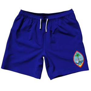 Guam Country Flag 7.5" Swim Shorts Made in USA - Red Blue Guam Country Flag 7.5" Swim Shorts Made in USA - Red Blue
