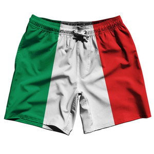 Italy Country Flag 7.5" Swim Shorts Made in USA - Green White Red Italy Country Flag 7.5" Swim Shorts Made in USA - Green White Red