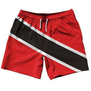 Trinidad and Tobago Country Flag 7.5" Swim Shorts Made in USA - Red White Trinidad and Tobago Country Flag 7.5" Swim Shorts Made in USA - Red White