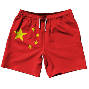 China Country Flag 7.5" Swim Shorts Made in USA - Red White Blue China Country Flag 7.5" Swim Shorts Made in USA - Red White Blue