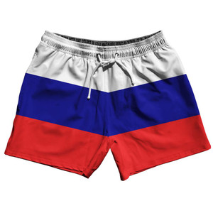 Russia Country Flag 5" Swim Shorts Made in USA - Blue Red White Russia Country Flag 5" Swim Shorts Made in USA - Blue Red White