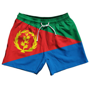 Eritrea Country Flag 5" Swim Shorts Made in USA - Green Red Blue Eritrea Country Flag 5" Swim Shorts Made in USA - Green Red Blue