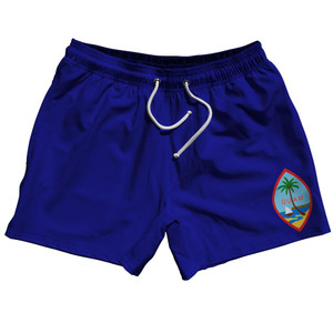 Guam Country Flag 5" Swim Shorts Made in USA - Red Blue Guam Country Flag 5" Swim Shorts Made in USA - Red Blue