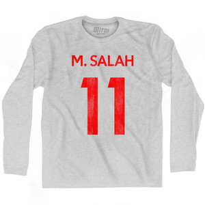M. Salah 11 Liverpool Adult Cotton Long Sleeve Soccer T-shirt - Grey Heather M. Salah 11 Liverpool Adult Cotton Long Sleeve Soccer T-shirt - Grey Heather