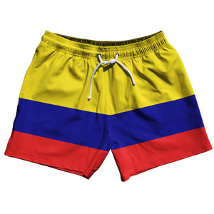 Colombia Country Flag 5" Swim Shorts Made in USA - Yellow blue Red Colombia Country Flag 5" Swim Shorts Made in USA - Yellow blue Red