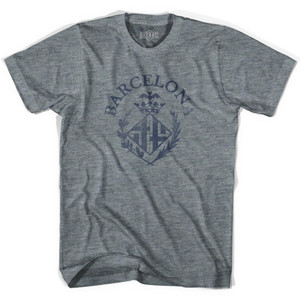 Barcelona City Vintage Crest Adult Tri-Blend Soccer T-shirt - Athletic Grey Barcelona City Vintage Crest Adult Tri-Blend Soccer T-shirt - Athletic Grey