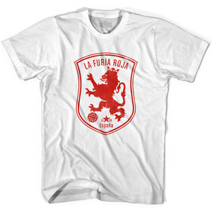 Spain Espana La Furia Roja Lion Adult Cotton Soccer T-shirt - White Spain Espana La Furia Roja Lion Adult Cotton Soccer T-shirt - White