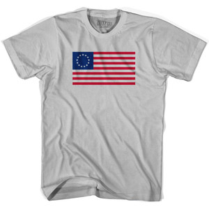Betsy Ross American Flag Adult Cotton Soccer T-shirt - Cool Grey Betsy Ross American Flag Adult Cotton Soccer T-shirt - Cool Grey