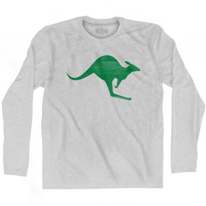 Australia Aussie Kangaroo Adult Cotton Long Sleeve Soccer T-shirt - Grey Heather Australia Aussie Kangaroo Adult Cotton Long Sleeve Soccer T-shirt - Grey Heather