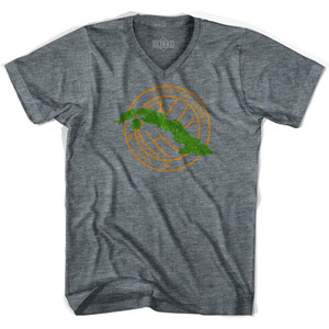 Cuba Soccer Crest Adult Tri-Blend V-neck Soccer T-shirt - Athletic Grey Cuba Soccer Crest Adult Tri-Blend V-neck Soccer T-shirt - Athletic Grey